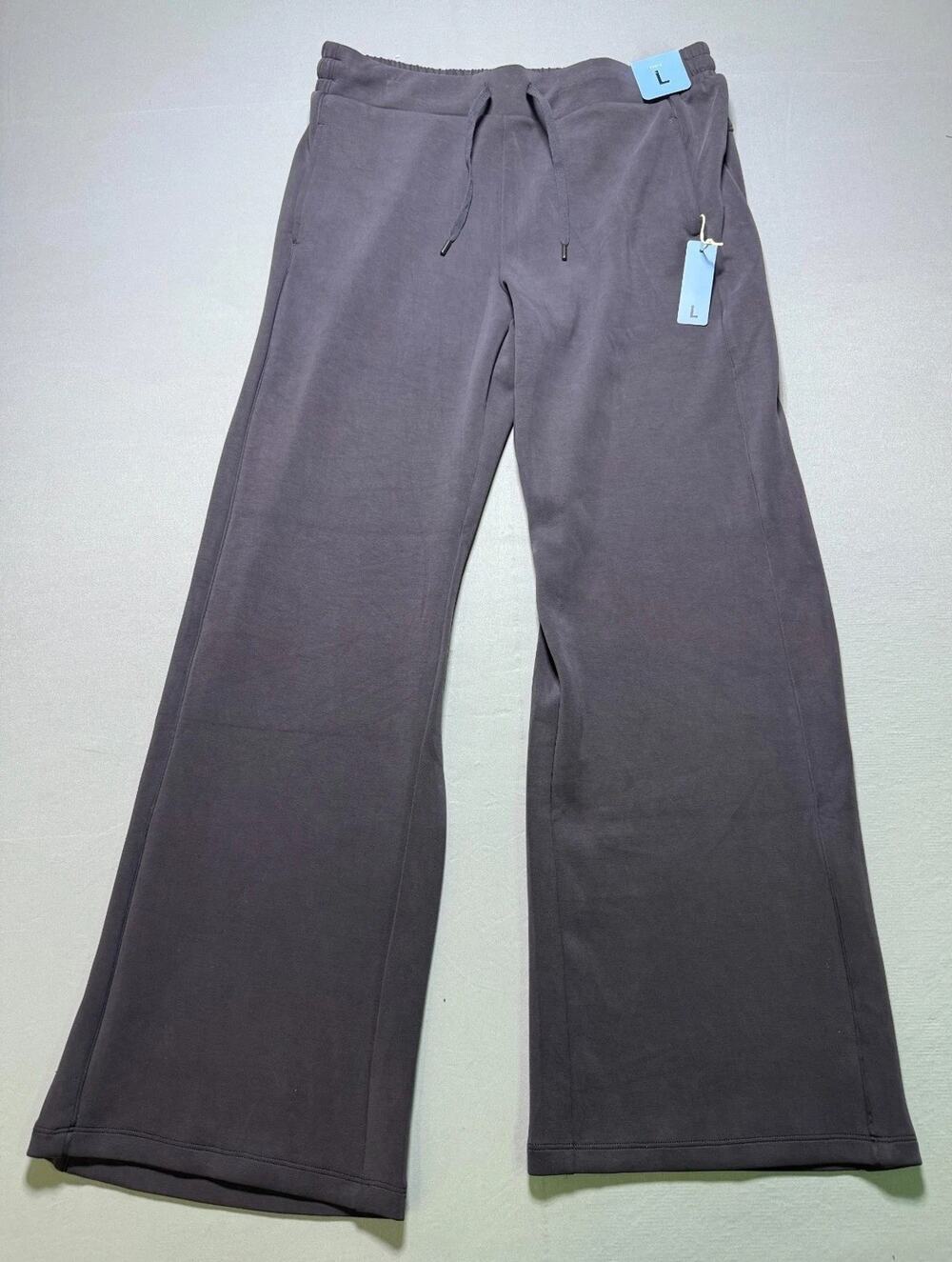 Member's Mark Soft Sand-Wash Wide Leg Pant Women's Large Gray Drawstring Casual